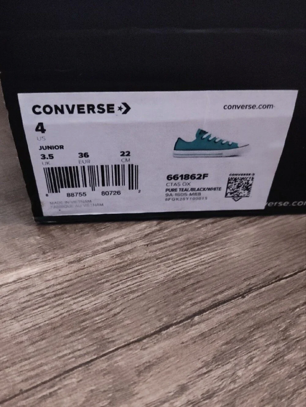 Converse Kids Teal Low Top Sneakers with White Laces